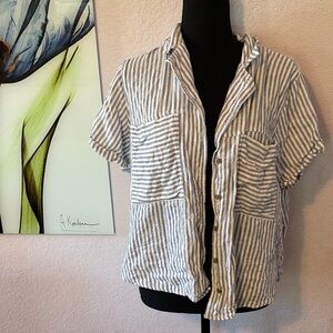 Women’s blue and white stripe shirt size large